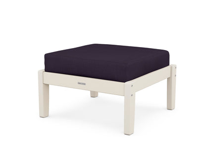 Martha Stewart by POLYWOOD® Chinoiserie Deep Seating Ottoman in Sand / Navy Linen