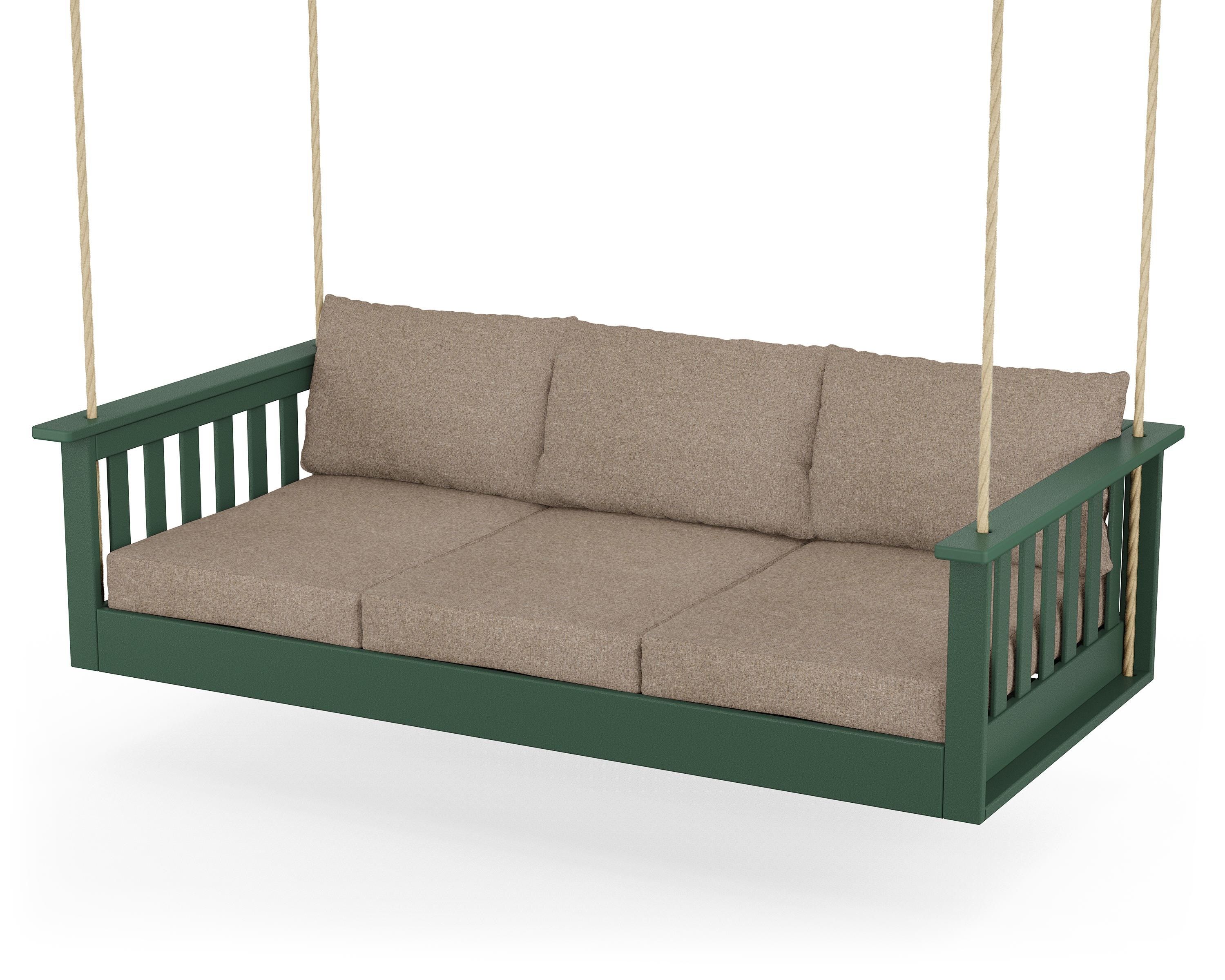 POLYWOOD® Vineyard Daybed Swing in Green / Spiced Burlap