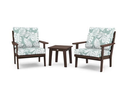POLYWOOD® Lakeside 3-Piece Deep Seating Chair Set in Mahogany / Leaf Glacier Spa