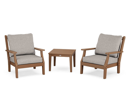 Country Living Wovendale 3-Piece Deep Seating Set in Teak / Weathered Tweed