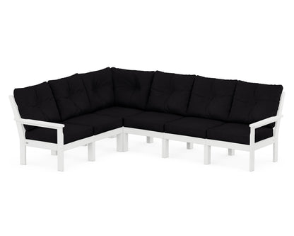 POLYWOOD® Vineyard 6-Piece Sectional in White / Midnight Linen