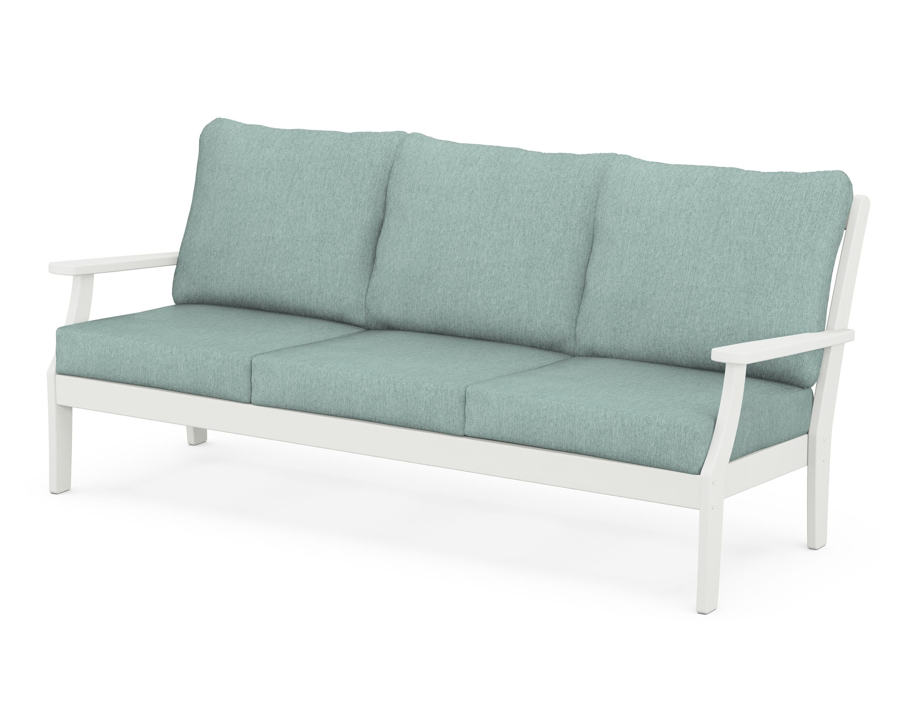 POLYWOOD® Braxton Deep Seating Sofa in Vintage White / Glacier Spa