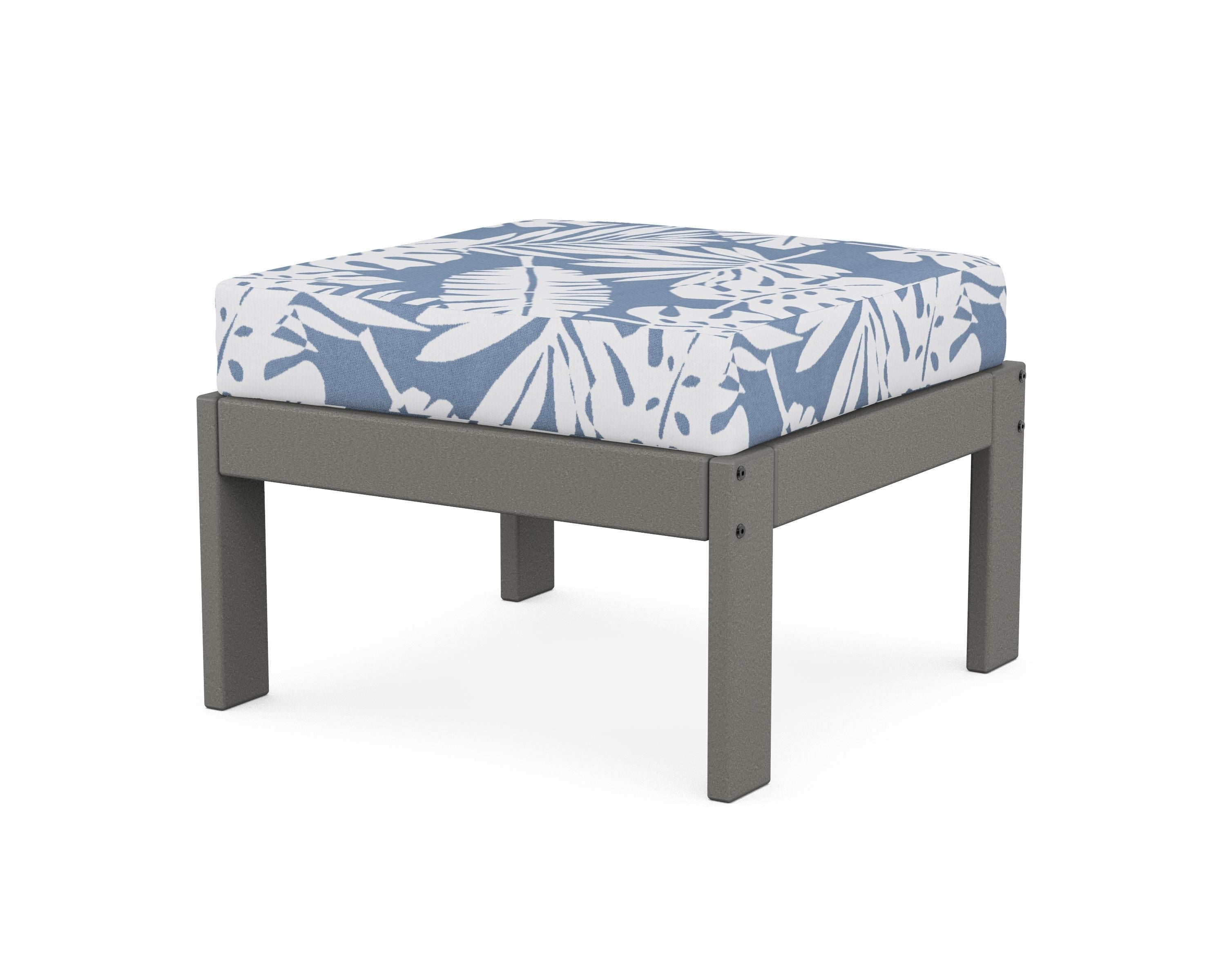 POLYWOOD® Vineyard Modular Ottoman in Slate Grey / Leaf Sky Blue