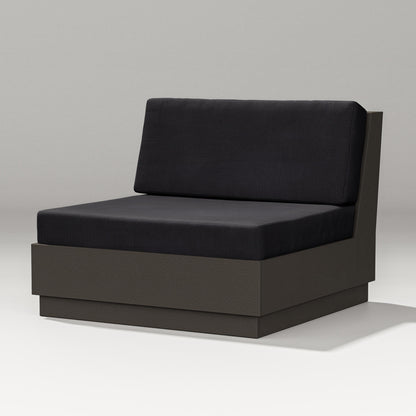PW Designer Series Elevate Modular Armless Chair in Vintage Coffee / Midnight Linen