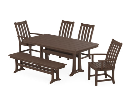 POLYWOOD® Vineyard 6-Piece Dining Set with Trestle Legs in Mahogany