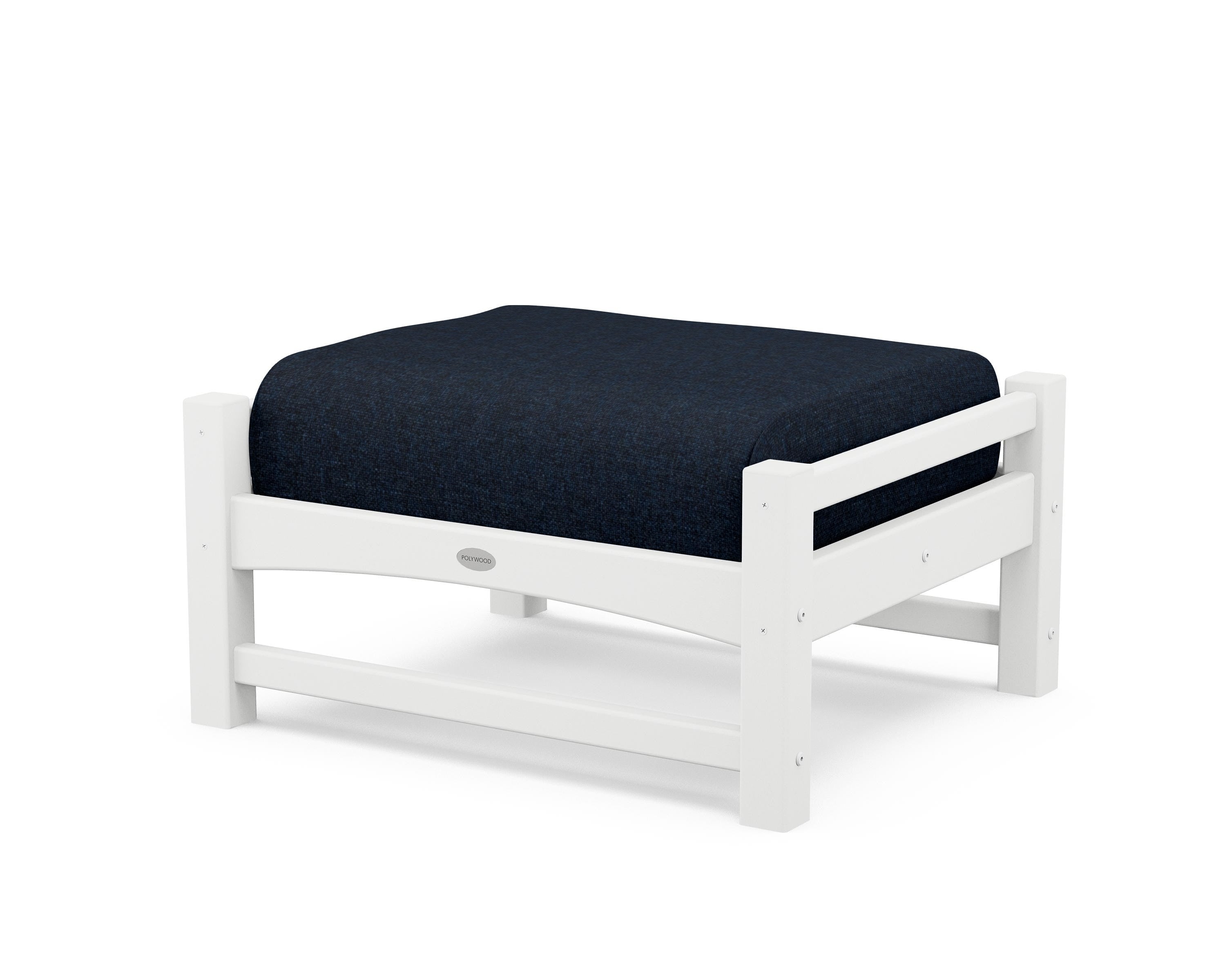 POLYWOOD® Club Ottoman in White / Marine Indigo