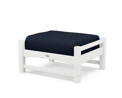 POLYWOOD® Club Ottoman in White / Marine Indigo