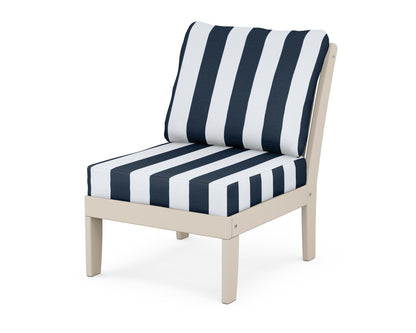 POLYWOOD® Braxton Modular Armless Chair in Sand / Cabana Stripe Marine Indigo