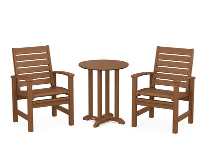 POLYWOOD® Signature 3-Piece Round Farmhouse Bistro Dining Set in Teak