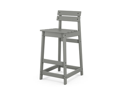 POLYWOOD® Modern Studio Plaza Lowback Bar Chair in Slate Grey