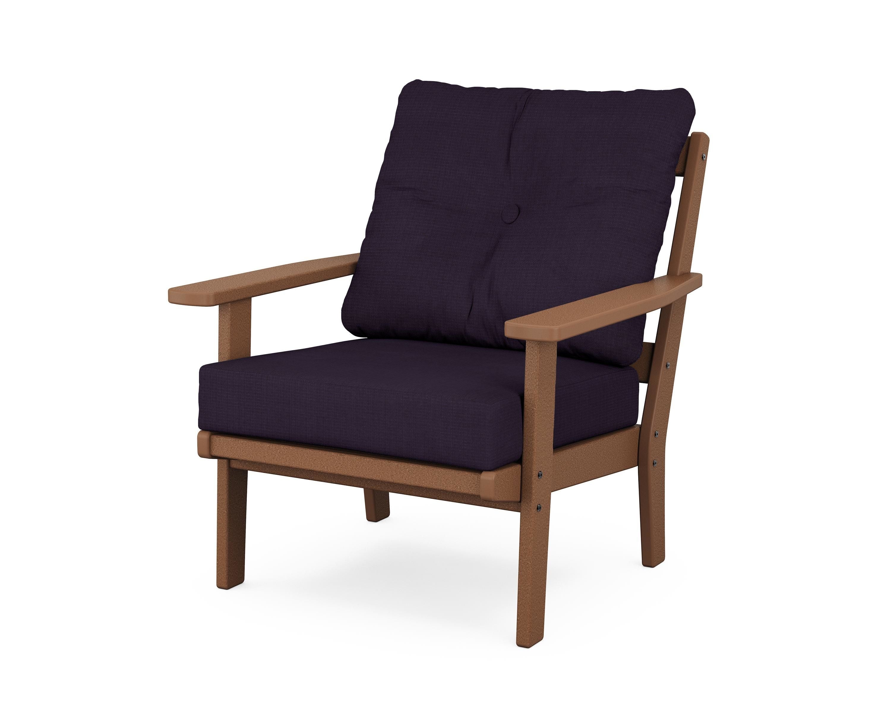 POLYWOOD® Prairie Deep Seating Chair in Teak / Navy Linen