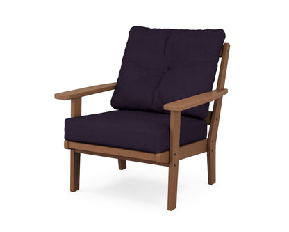 POLYWOOD® Prairie Deep Seating Chair in Teak / Navy Linen