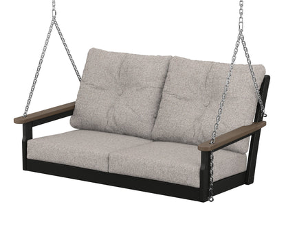 POLYWOOD® Vineyard Deep Seating Swing in Black / Kona / Weathered Tweed
