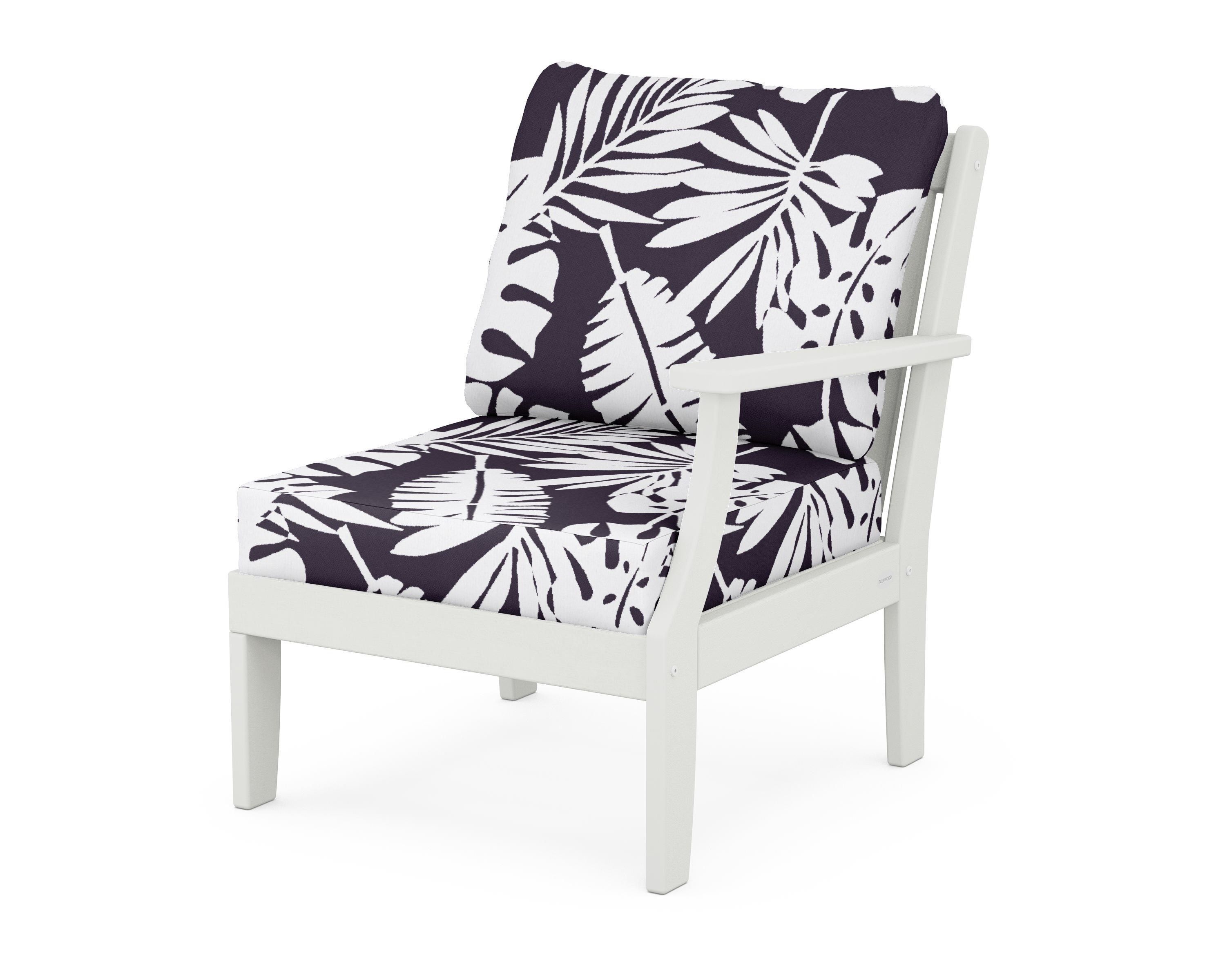 POLYWOOD® Braxton Modular Right Arm Chair in Vintage White / Leaf Navy