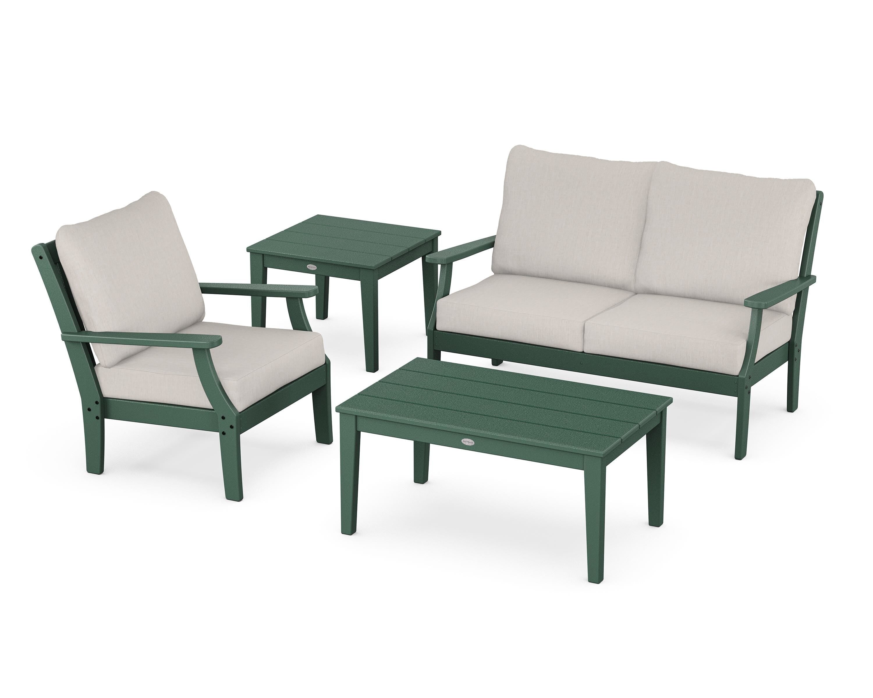 POLYWOOD® Braxton 4-Piece Deep Seating Set in Green / Cast Ash