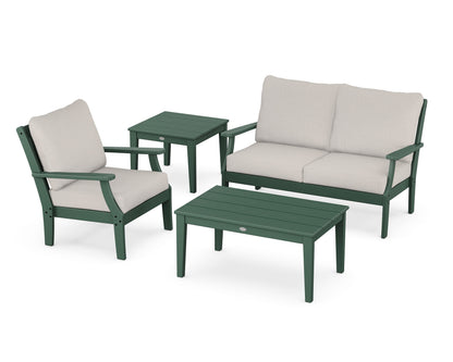 POLYWOOD® Braxton 4-Piece Deep Seating Set in Green / Cast Ash