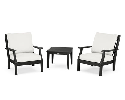 Country Living Wovendale 3-Piece Deep Seating Set in Black / Natural Linen