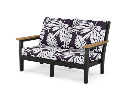 POLYWOOD® Chippendale Deep Seating Loveseat in Black / Natural / Leaf Navy