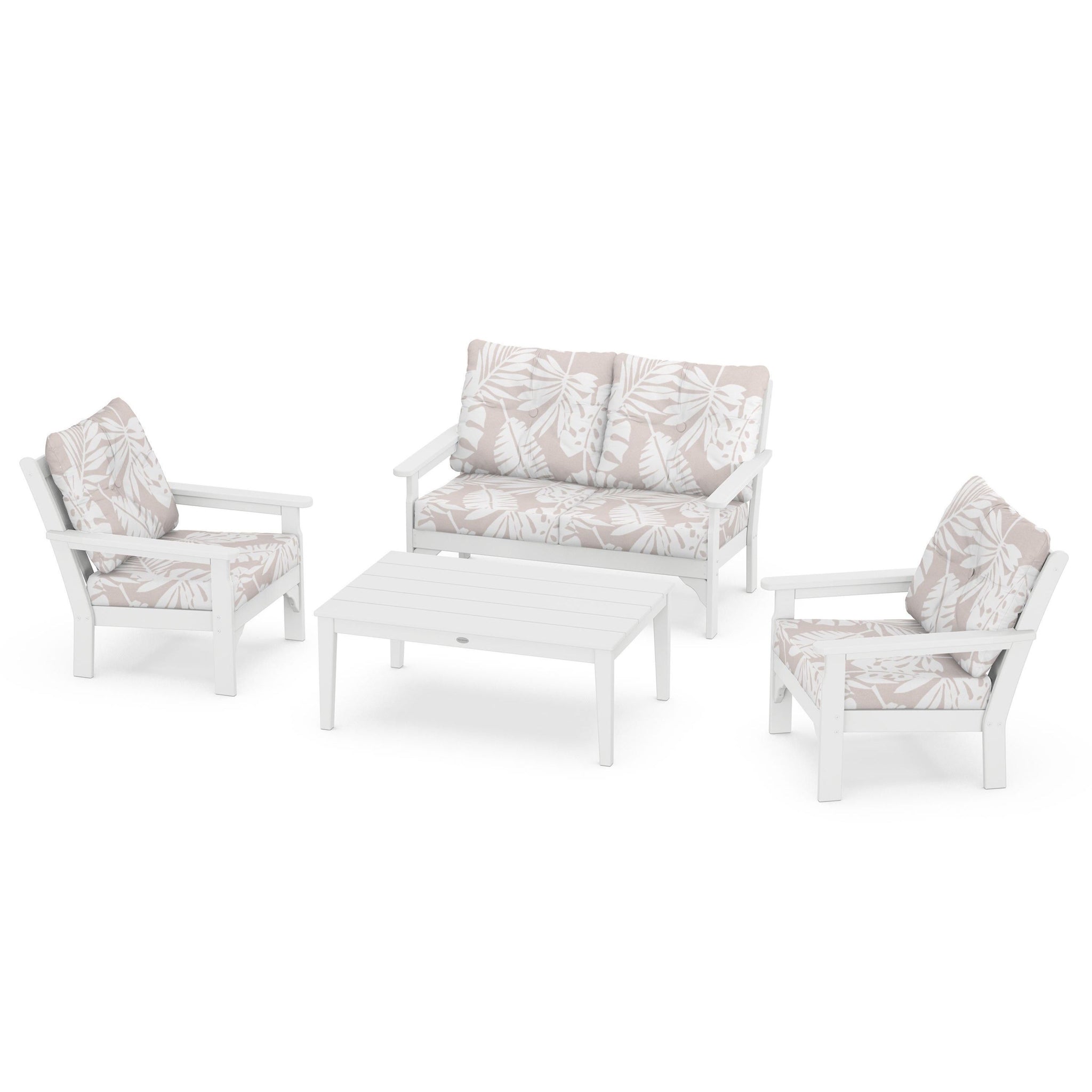 Vineyard 4 Piece Deep Seating Set - White