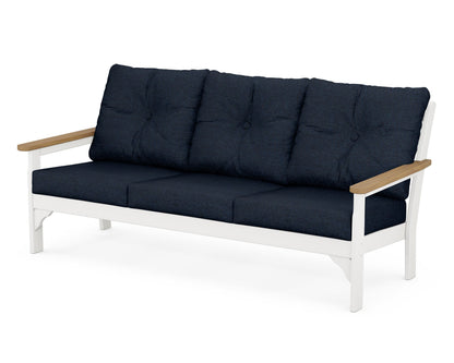 POLYWOOD® Vineyard Deep Seating Sofa in White / Natural / Marine Indigo