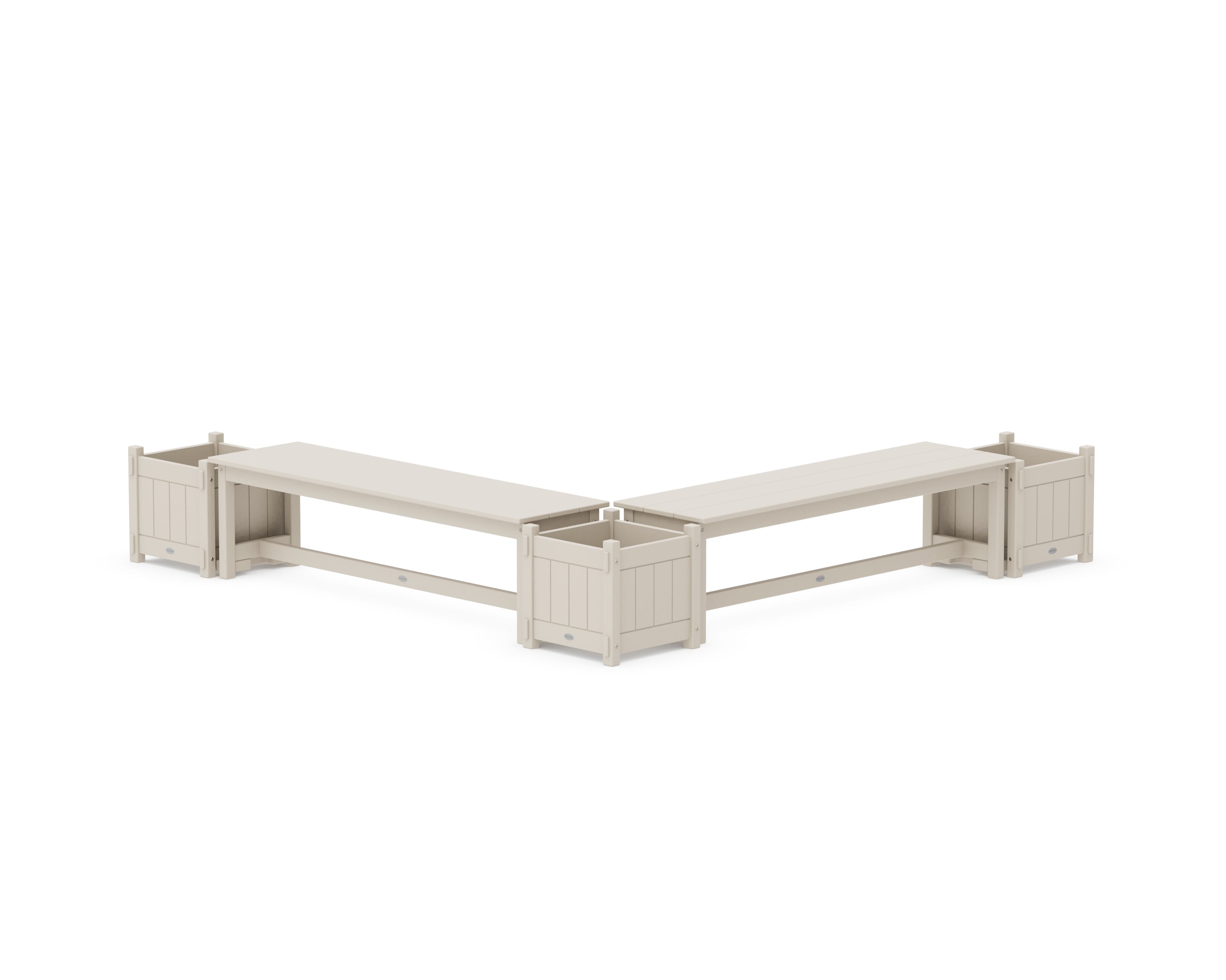 POLYWOOD® 60" Vineyard L- Shaped Planter Bench Corner Set in Sand