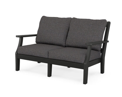 Martha Stewart by POLYWOOD® Chinoiserie Deep Seating Loveseat in Black / Ash Charcoal