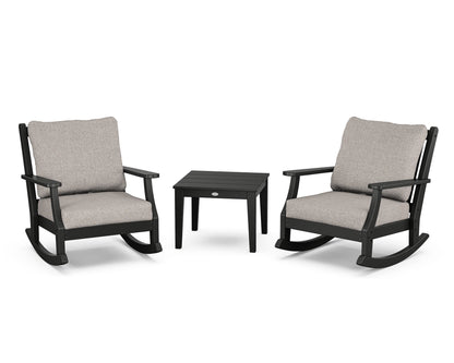 Country Living Wovendale 3-Piece Deep Seating Rocker Set in Black / Weathered Tweed