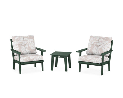 POLYWOOD® Prairie 3-Piece Deep Seating Set in Green / Leaf Dune Burlap