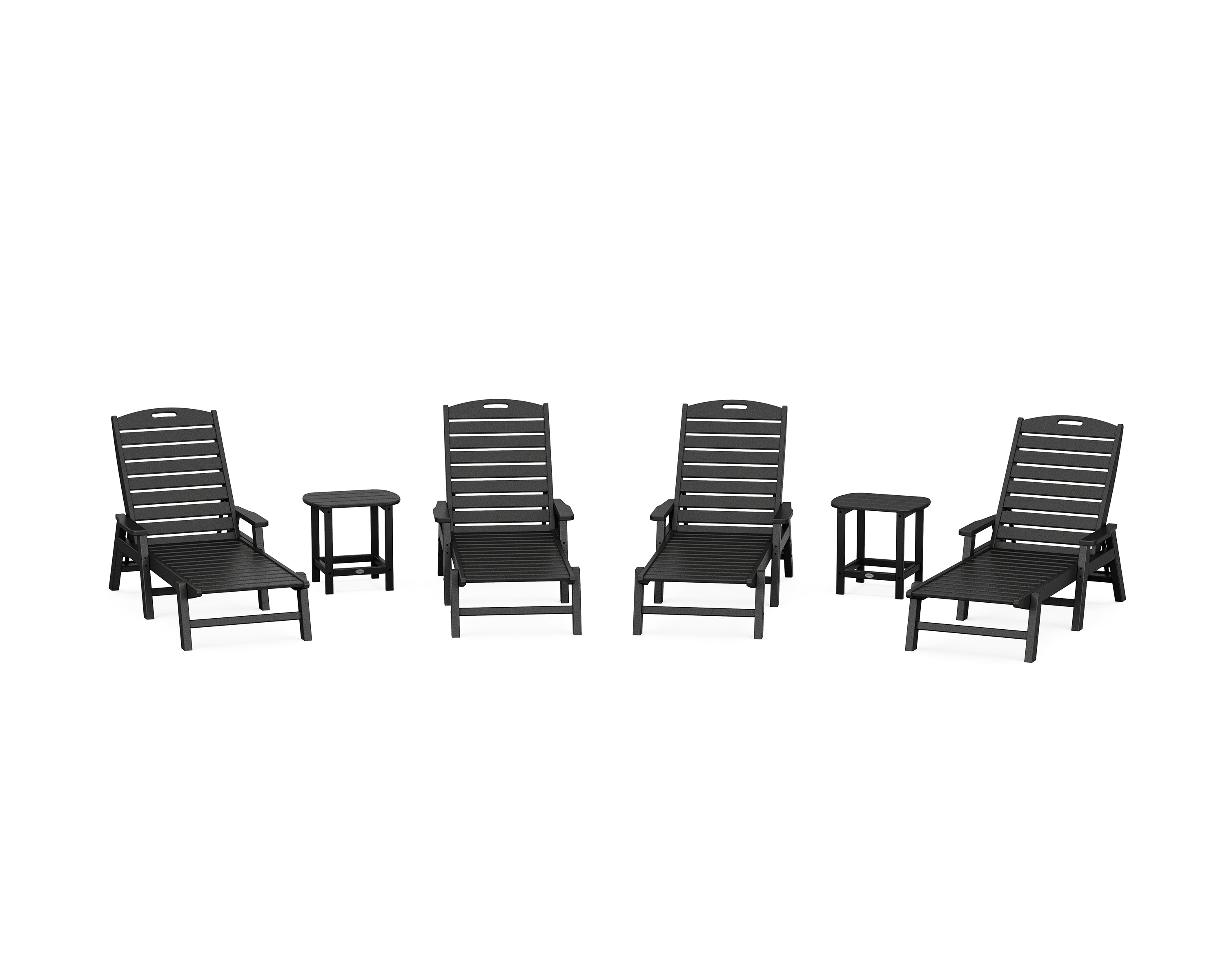 POLYWOOD® Nautical Chaise 6-Piece Set with Arms in Black