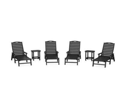 POLYWOOD® Nautical Chaise 6-Piece Set with Arms in Black