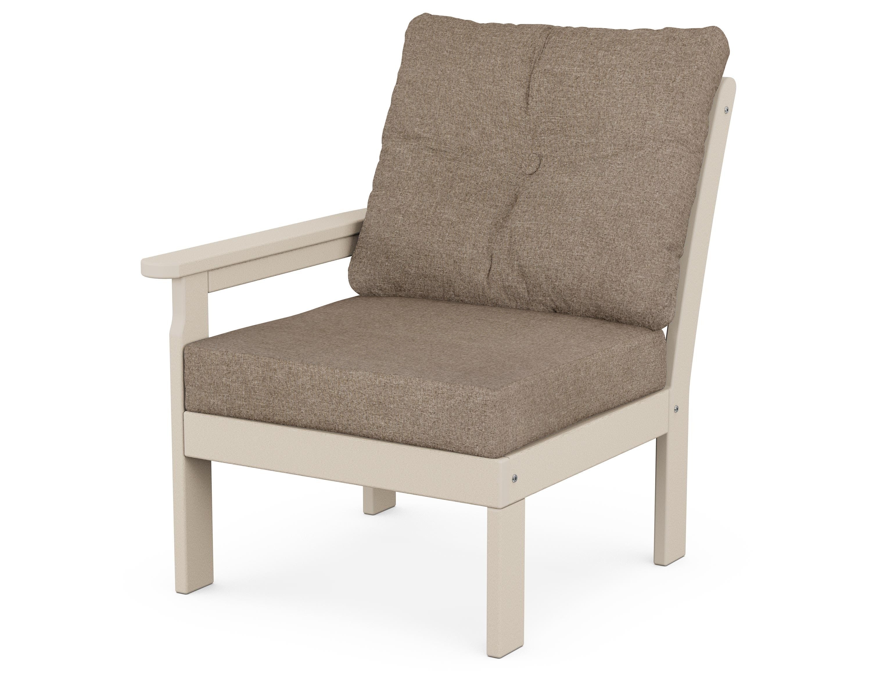 POLYWOOD® Vineyard Modular Left Arm Chair in Sand / Spiced Burlap