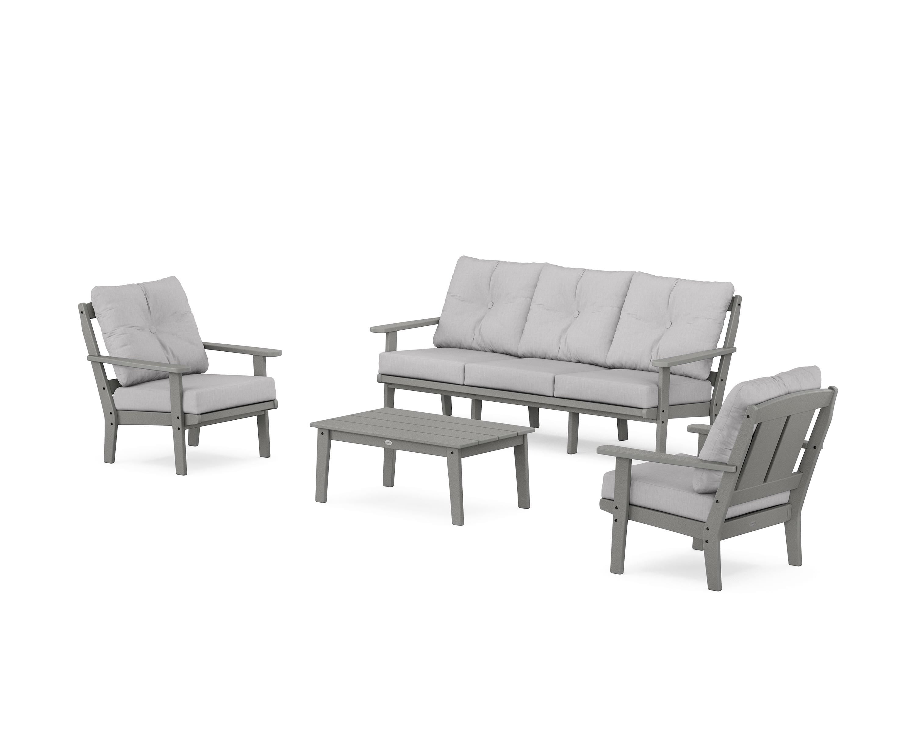 POLYWOOD® Mission 4-Piece Deep Seating Set with Sofa in Slate Grey / Granite