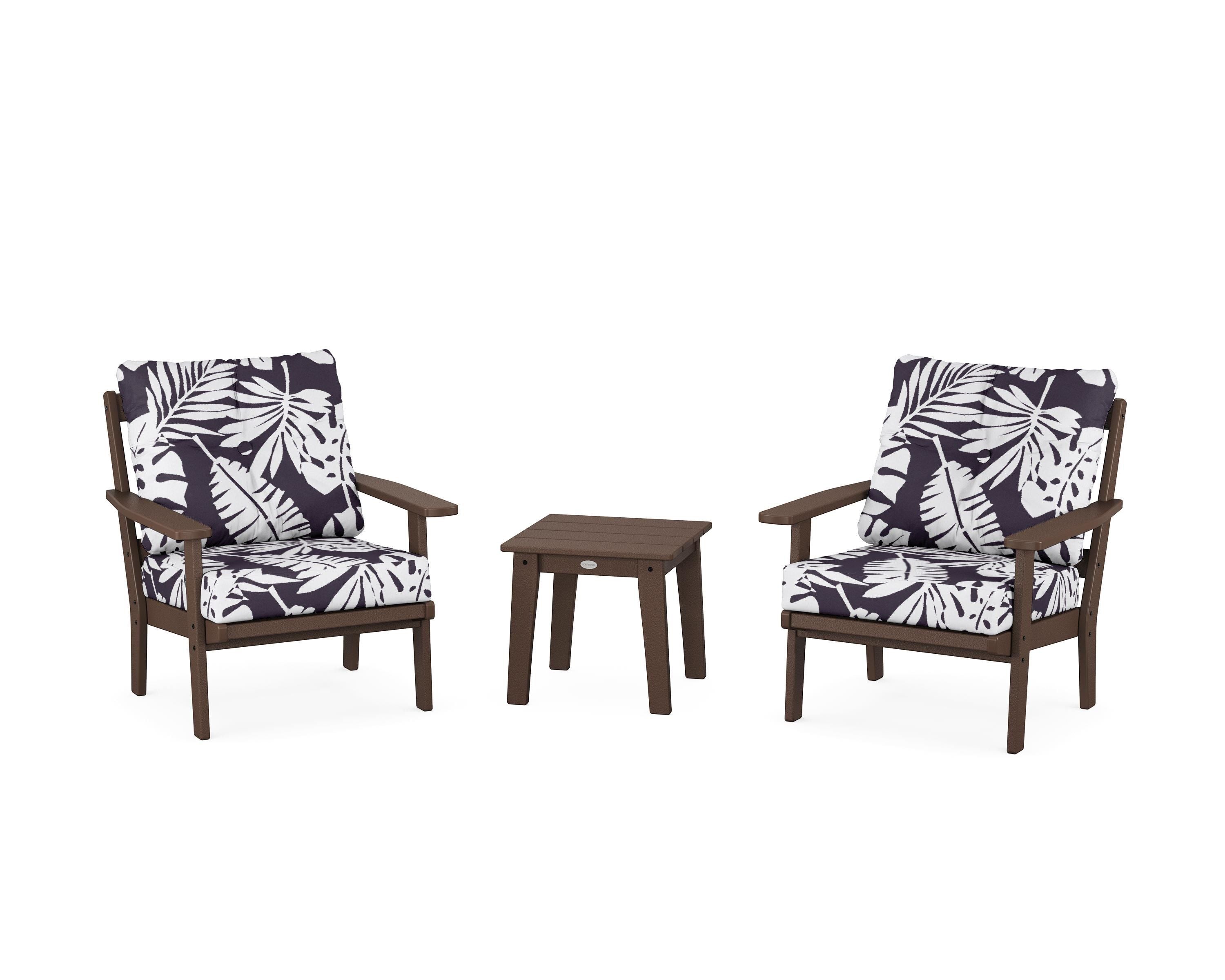 POLYWOOD® Oxford 3-Piece Deep Seating Set in Mahogany / Leaf Navy