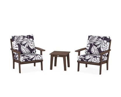POLYWOOD® Oxford 3-Piece Deep Seating Set in Mahogany / Leaf Navy