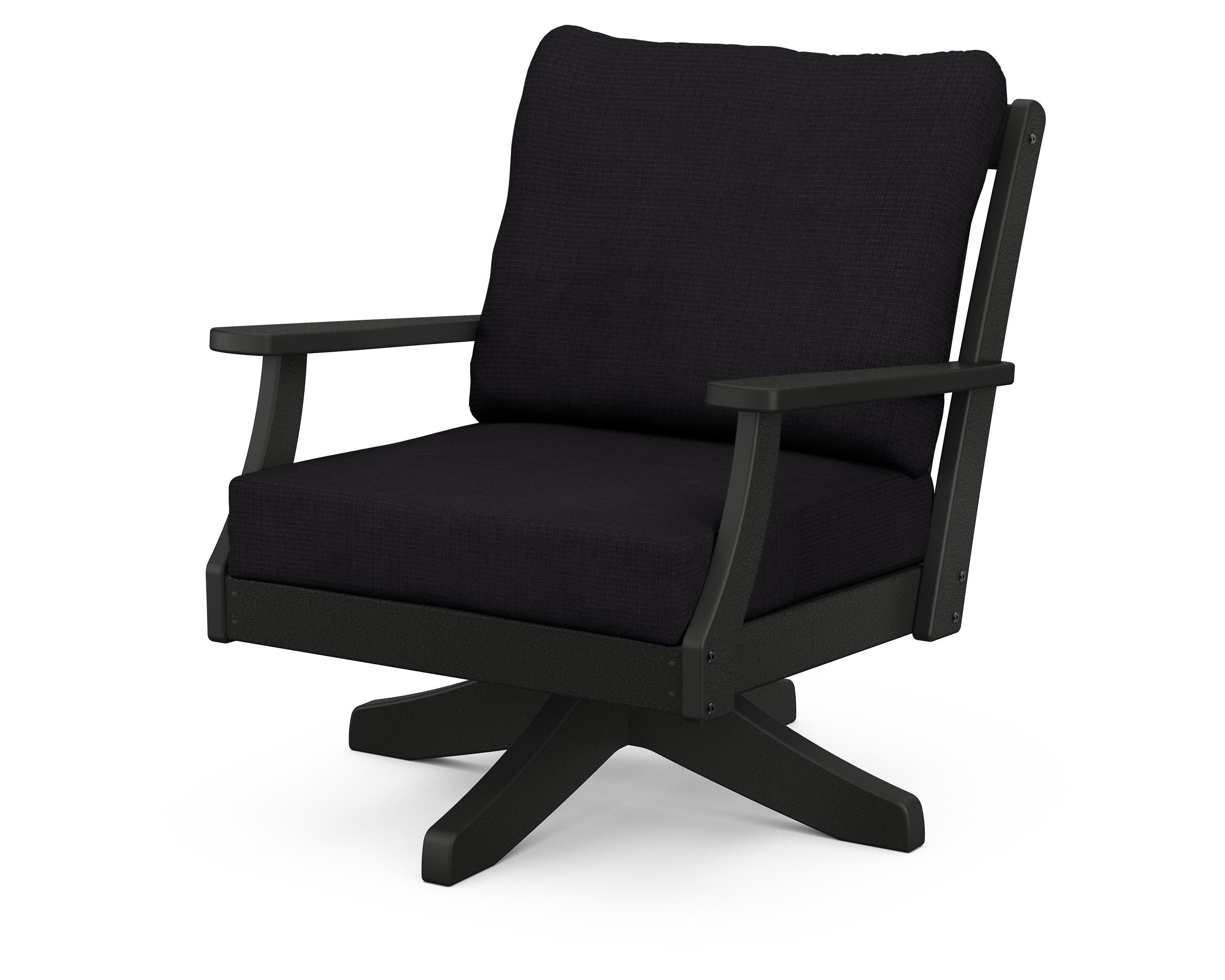POLYWOOD® Braxton Deep Seating Swivel Chair in Black / Midnight Linen