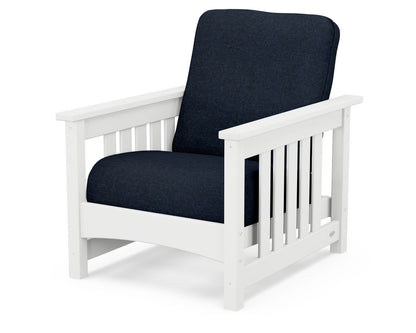POLYWOOD® Club Mission Chair in White / Marine Indigo