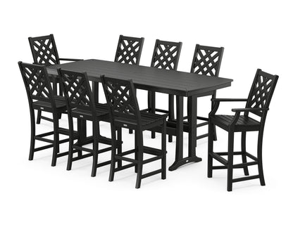 Country Living Wovendale 9-Piece Bar Set with Trestle Legs in Black