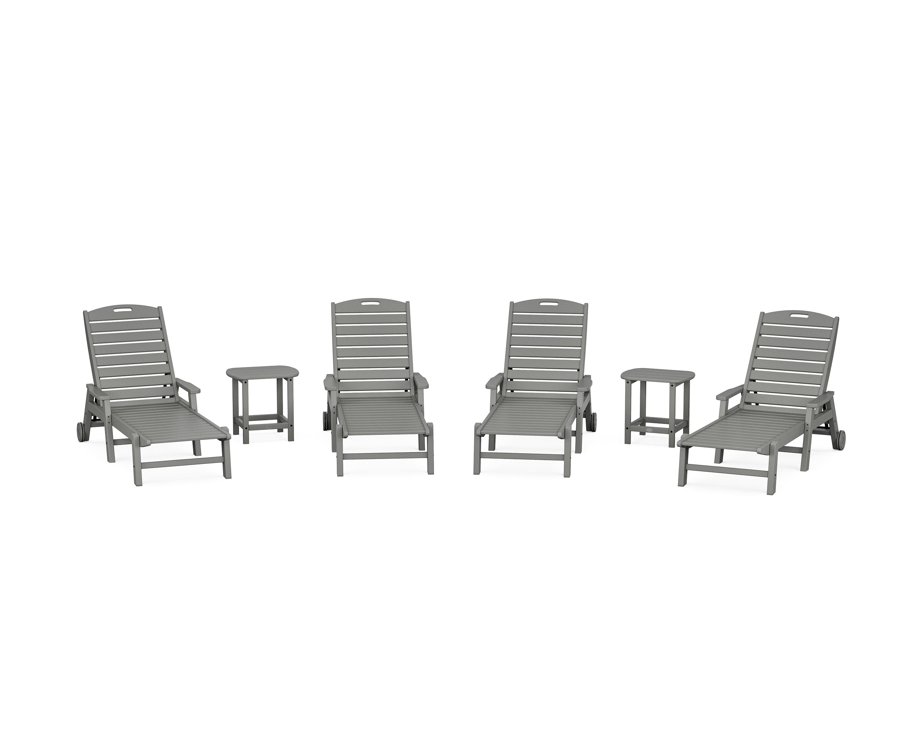 POLYWOOD® Nautical Chaise 6-Piece Set with Arms & Wheels in Slate Grey