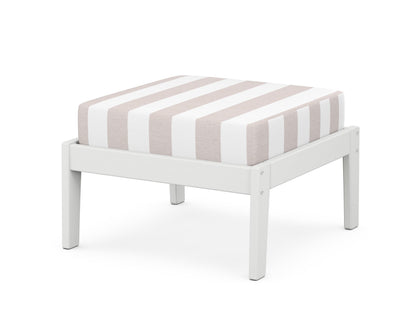 Unbranded Deep Seating Ottoman in White / Cabana Stripe Dune Burlap