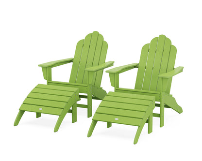 POLYWOOD® Long Island Adirondack Chair 4-Piece Set with Ottomans in Lime