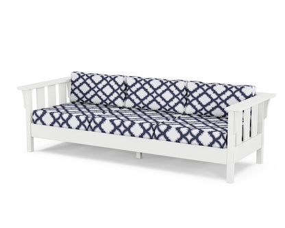Martha Stewart by POLYWOOD® Acadia Deep Seating Sofa in White / Trellis Navy