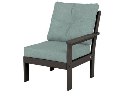POLYWOOD® Vineyard Modular Right Arm Chair in Vintage Coffee / Glacier Spa
