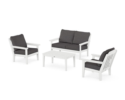 Country Living Cottage 4-Piece Deep Seating Set with Loveseat in White / Ash Charcoal