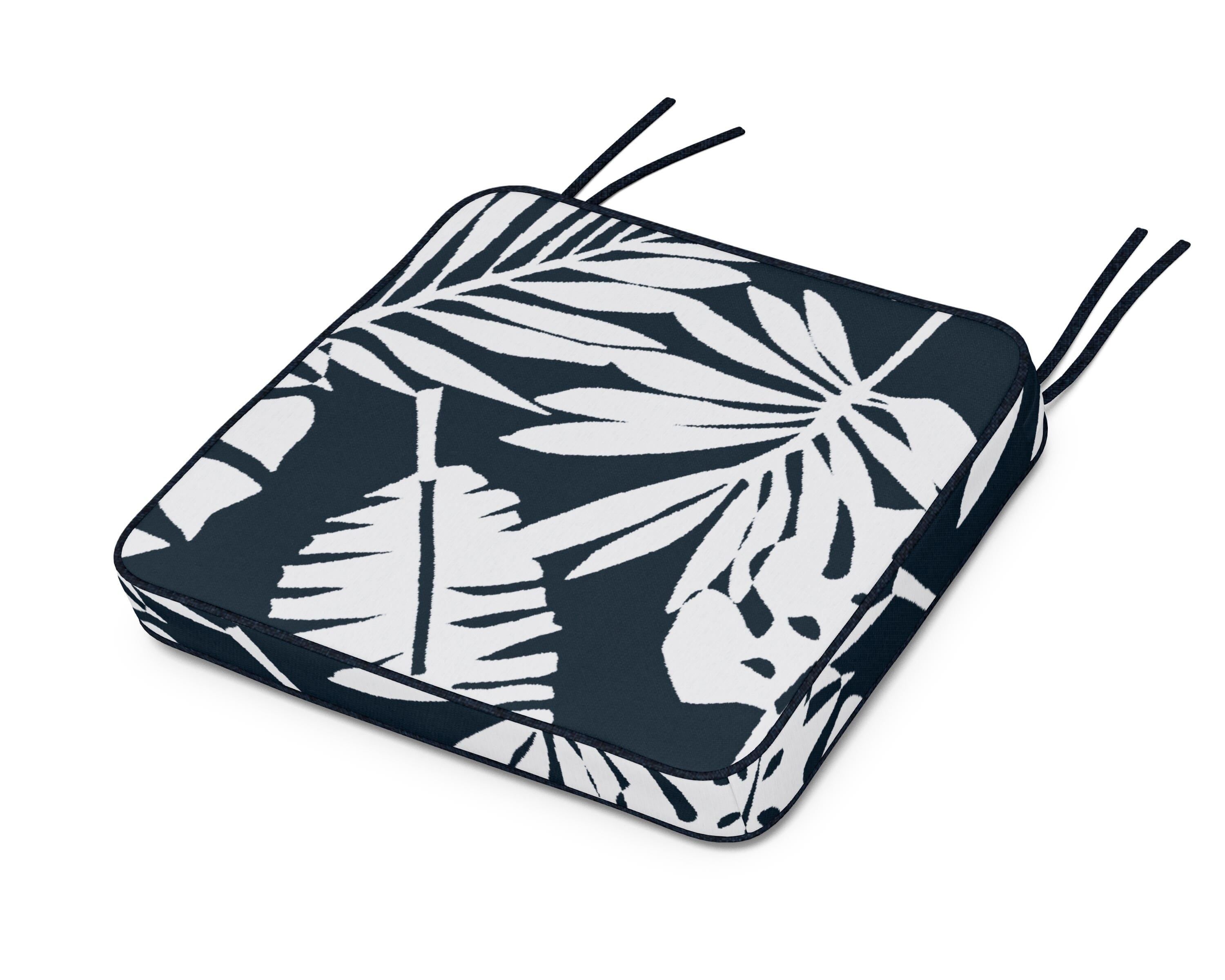 Martha Stewart by POLYWOOD® Chinoiserie Arm Chair Seat Cushion in Leaf Marine Indigo