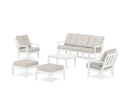 POLYWOOD® Oxford 6-Piece Lounge Sofa Set in White / Cast Ash