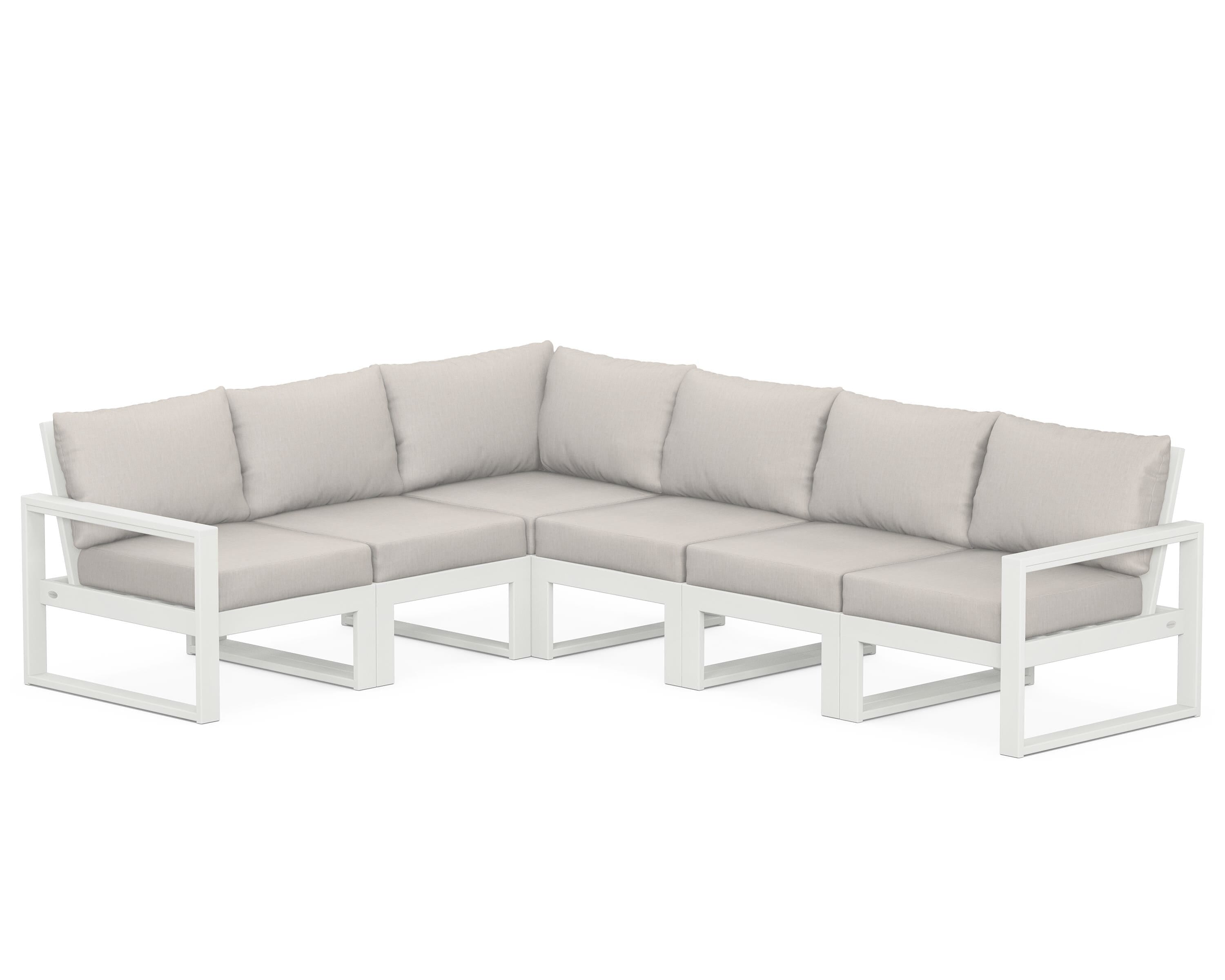 POLYWOOD® EDGE 6-Piece Modular Deep Seating Set in Vintage White / Cast Ash