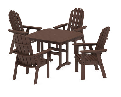 POLYWOOD® Vineyard Curveback Adirondack 5-Piece Dining Set in Mahogany