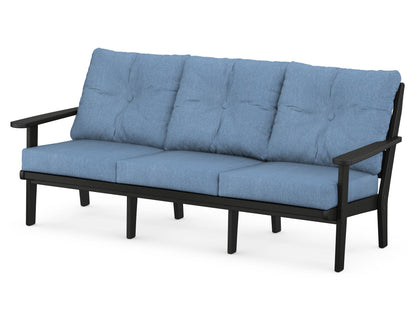 POLYWOOD® Lakeside Deep Seating Sofa in Black / Sky Blue