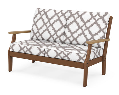 POLYWOOD® Braxton Deep Seating Loveseat in Teak / Natural / Trellis Grey Mist