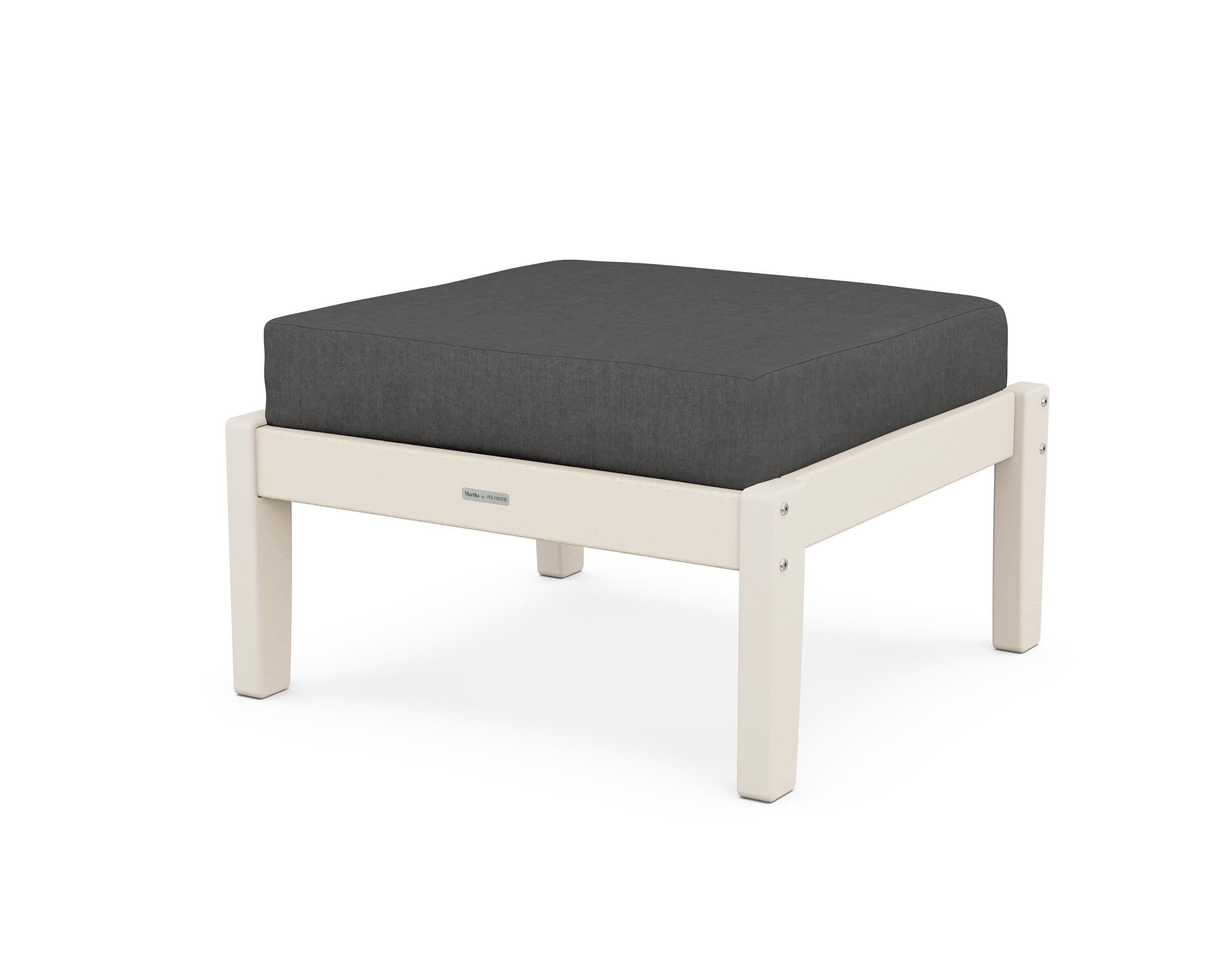 Martha Stewart by POLYWOOD® Chinoiserie Deep Seating Ottoman in Sand / Spectrum Carbon